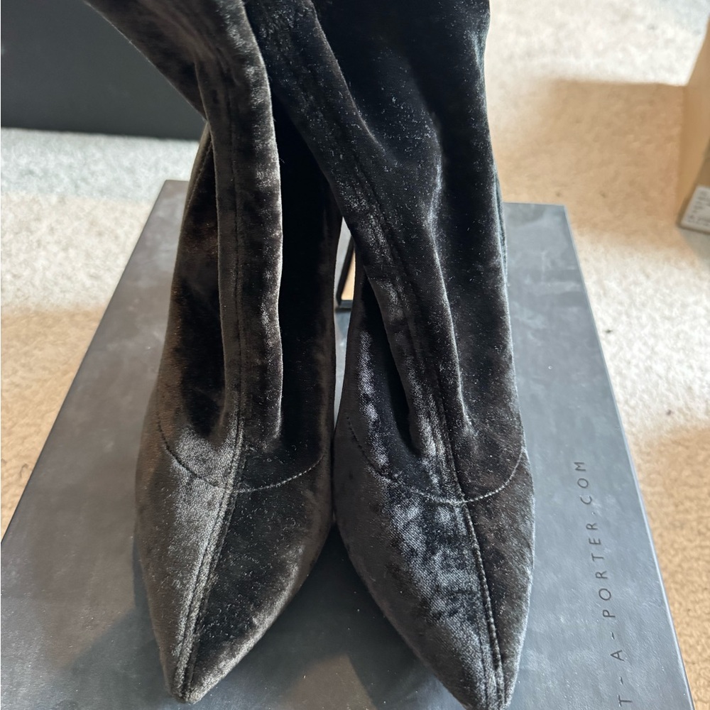 Jimmy Choo Black Heeled Boots Velvet Stiletto